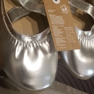 KIDS SILVER BALLET FLATS